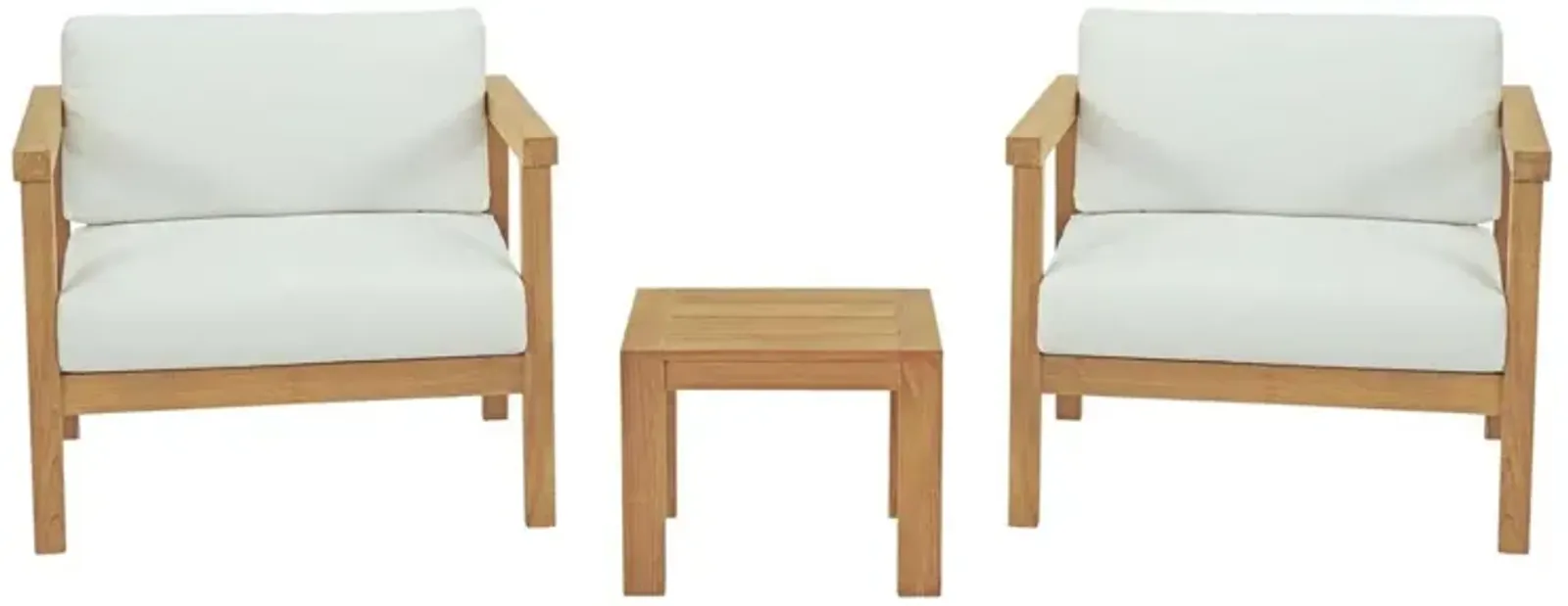 Bayport 3 Piece Outdoor Patio Teak Set - Natural White