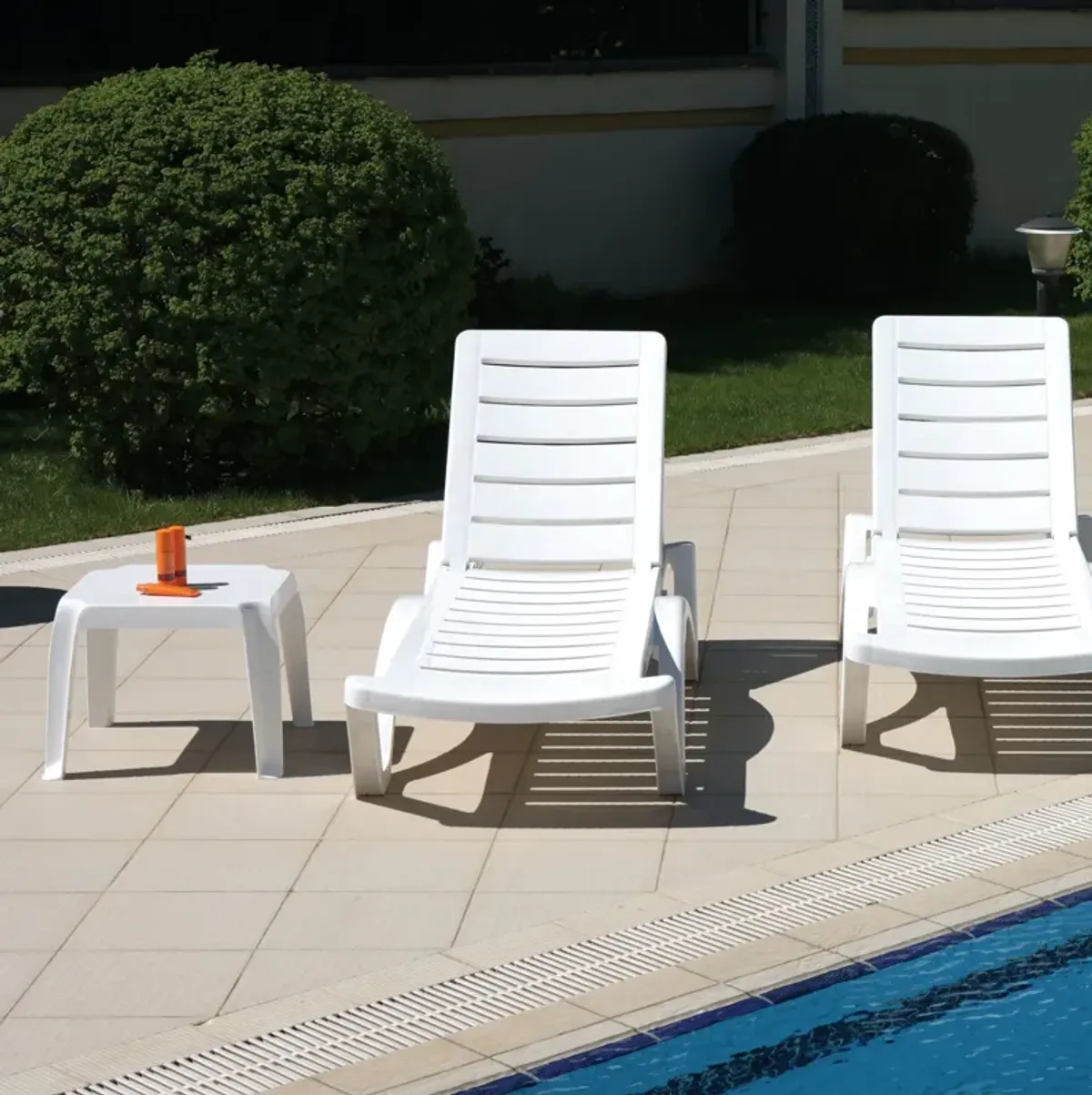 Set of 2 Teak Brown Stackable Square Patio Side Table 16"