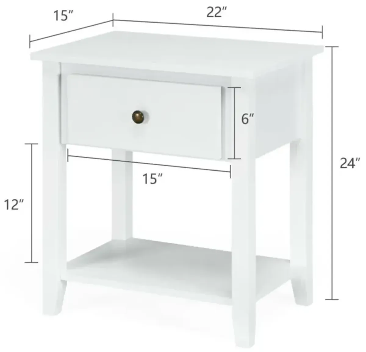 Hivvago Nightstand with Drawer and Storage Shelf for Bedroom Living Room