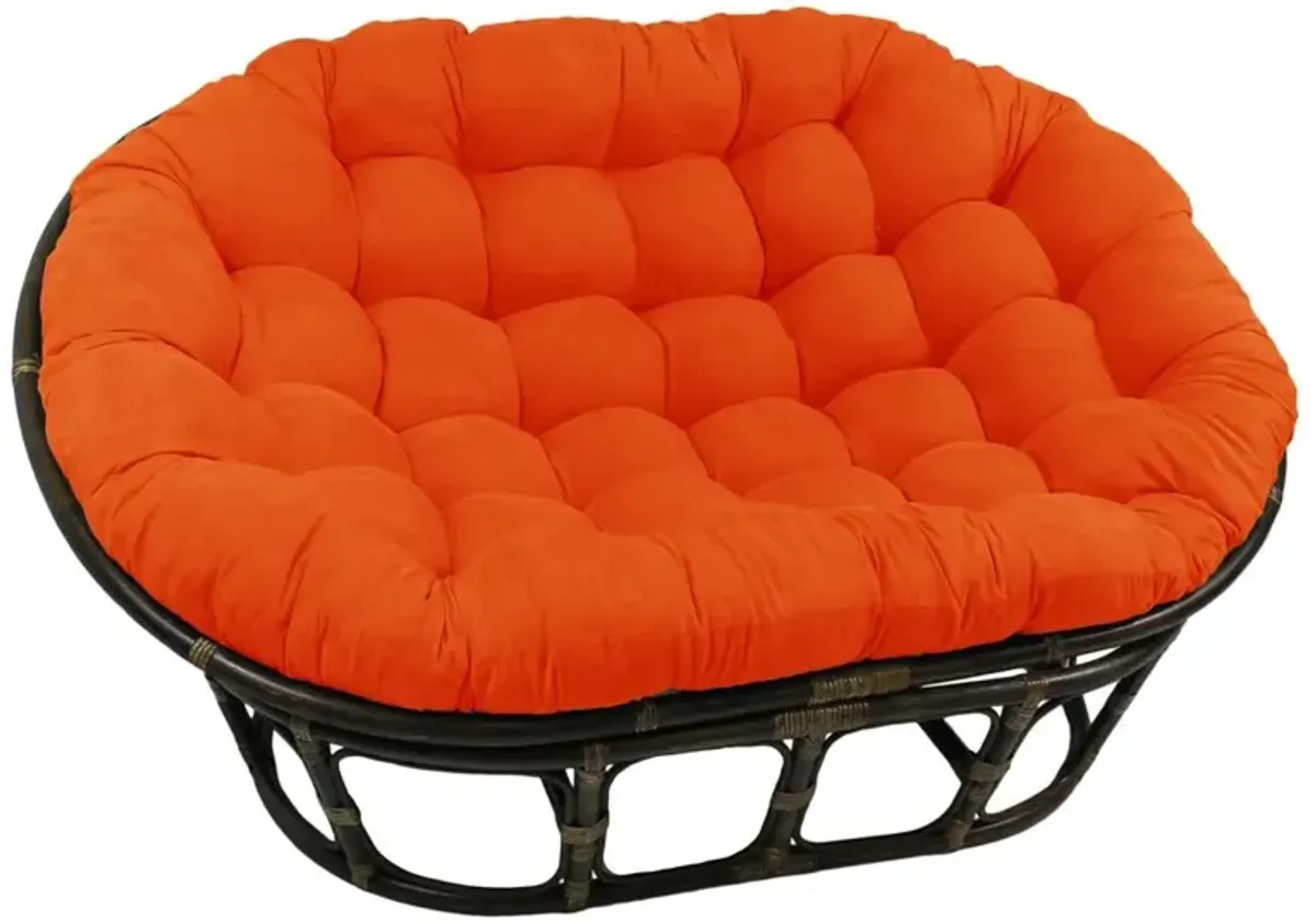 Rattan Double Papasan Chair with Microsuede Cushion