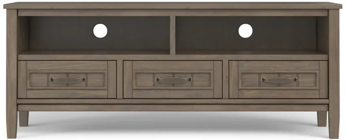 Lev SOLID WOOD 50 inch Wide Contemporary TV Media Stand in Smoky Brown For TVs up to 55 inches