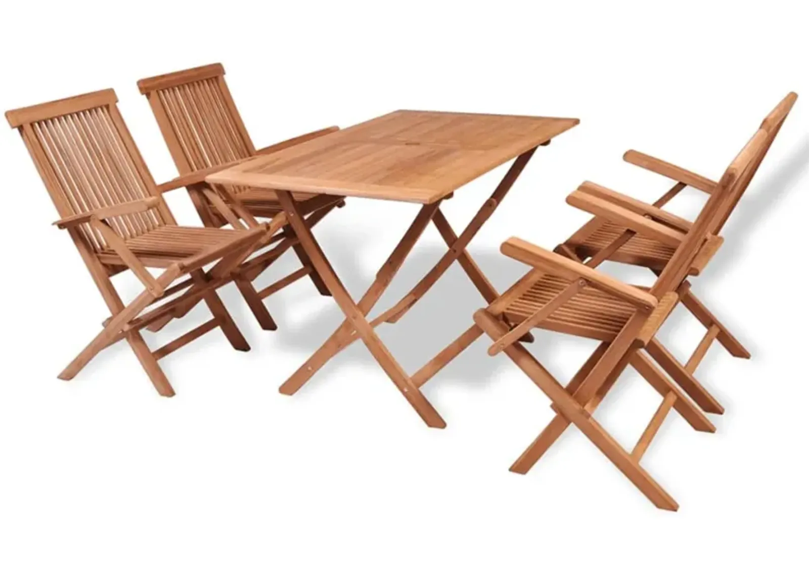 vidaXL 5 Piece Folding Outdoor Dining Set Solid Teak Wood