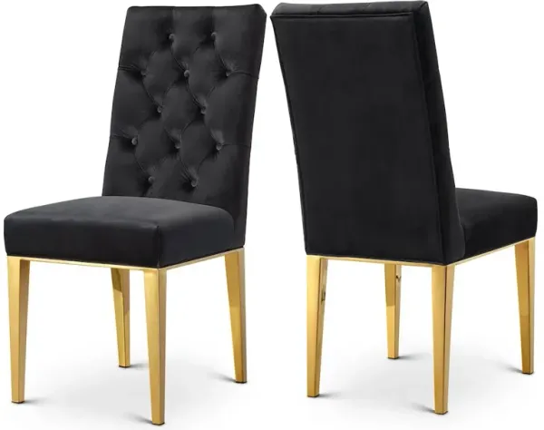 Meridian Furniture Capri Black Velvet Dining Chair, Set of 2