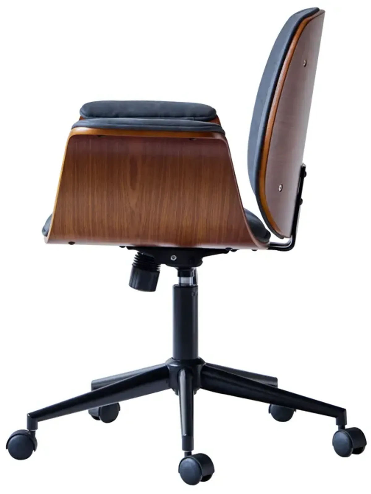 KOLDING Wood and Black Faux Leather Adjustable Office Chair