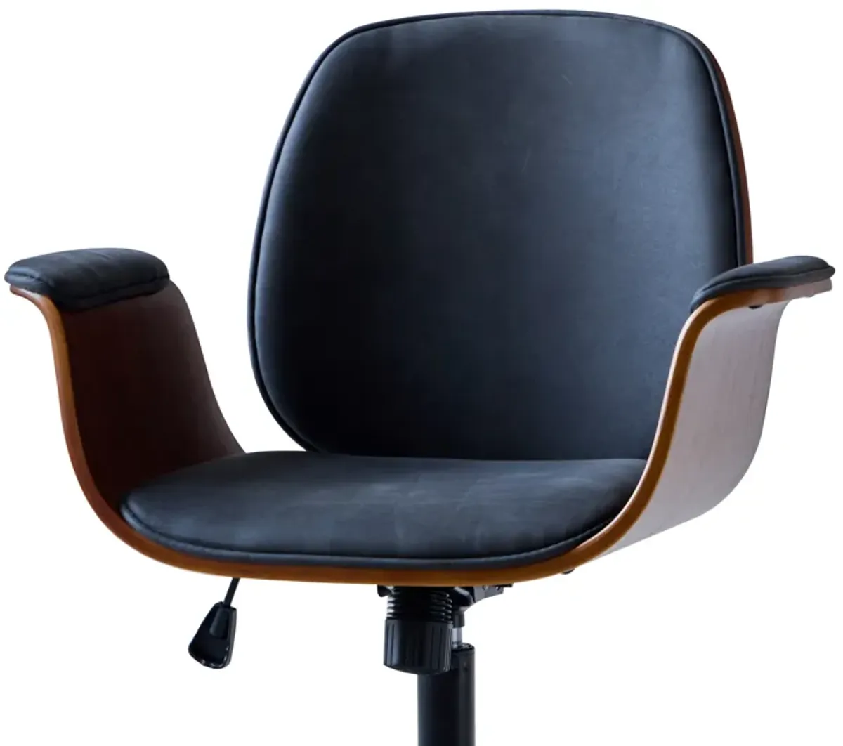 KOLDING Wood and Black Faux Leather Adjustable Office Chair