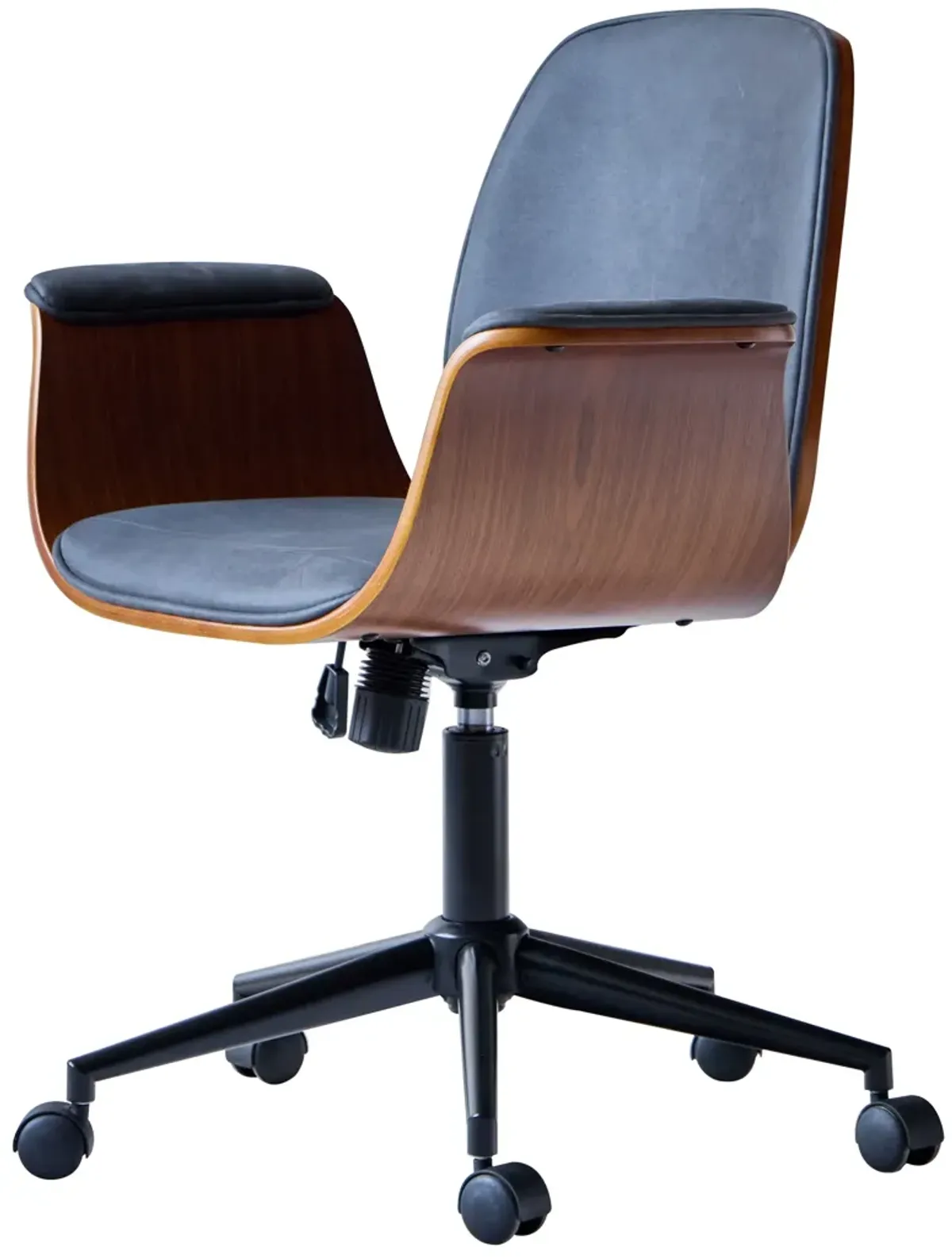 KOLDING Wood and Black Faux Leather Adjustable Office Chair