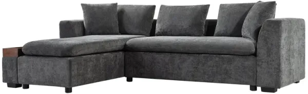 Merax  L-Shaped Sectional Sofa with Storage - Modern Upholstered Couch with Wooden Compartment for Living Room, Apartment & Small Spaces