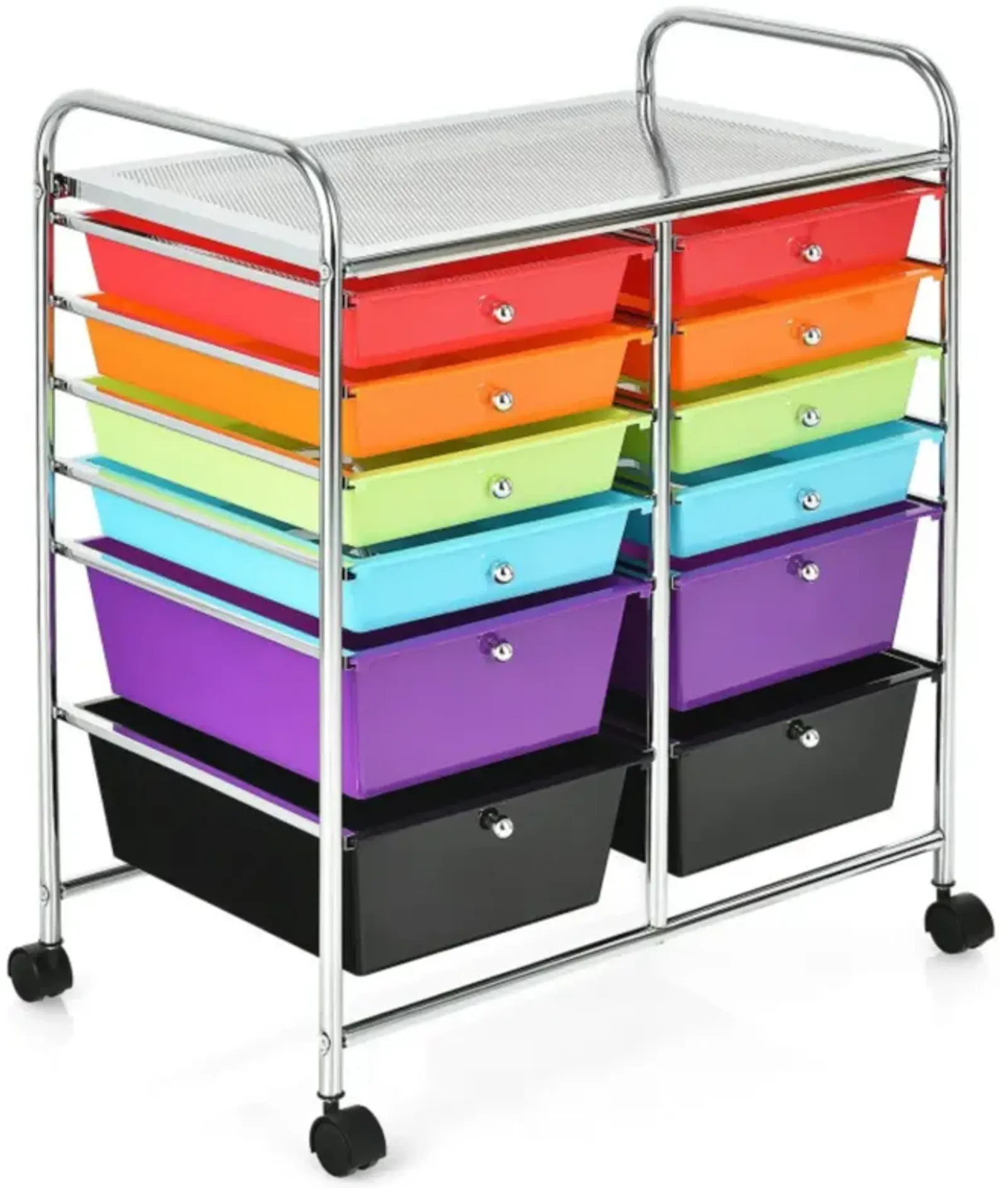 Hivvago 12-Drawer Rolling Storage Cart with Removable Drawers and Lockable Wheels