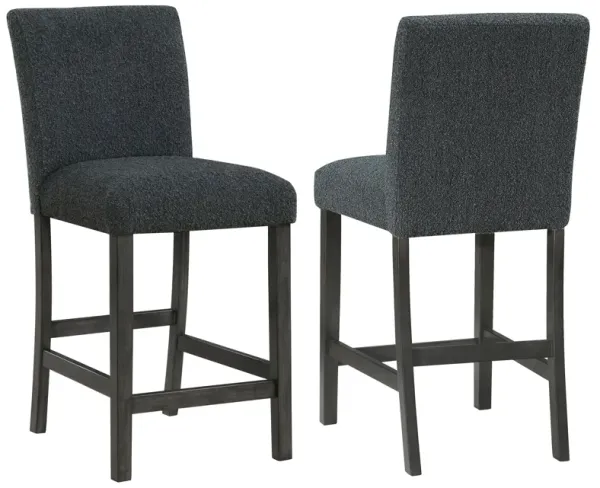 Alora Counter Height Dining Chair Set of 2, Black Boucle, Charcoal Gray - Benzara