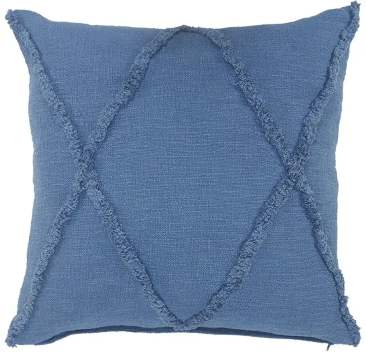 18" Navy Blue Hand Woven Diamond Tufted Square Throw Pillow