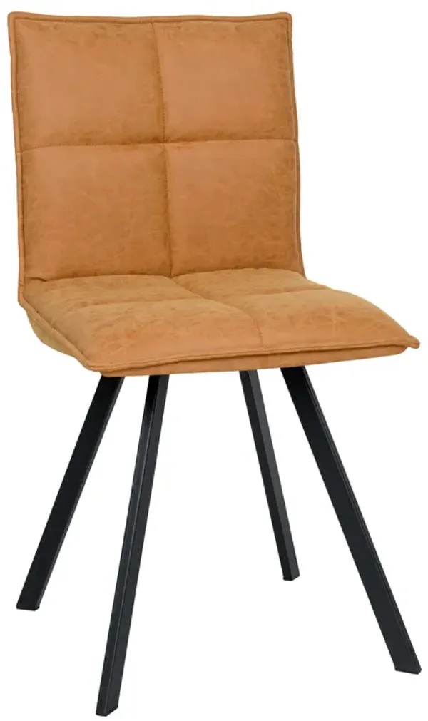 LeisureMod Wesley Modern Vegan Leather Dining Chair Set of 2 - Black Metal Legs, Durable and Easy to Clean, Perfect for Dining Rooms