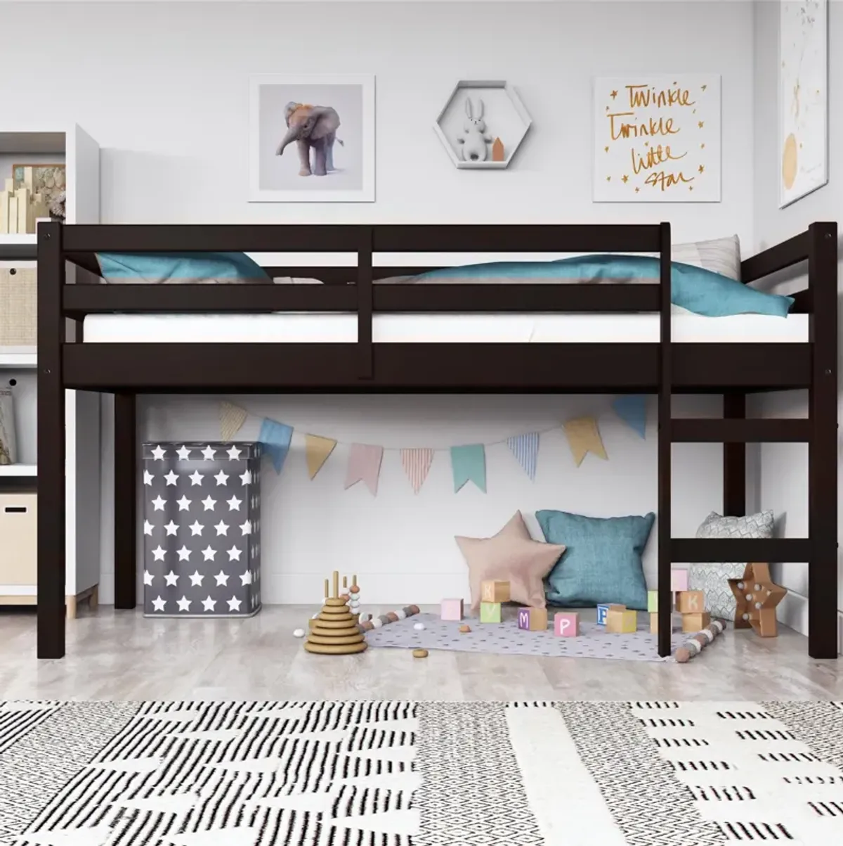 Atwater Living Ashe Junior Wooden Loft Bed, Twin, Espresso