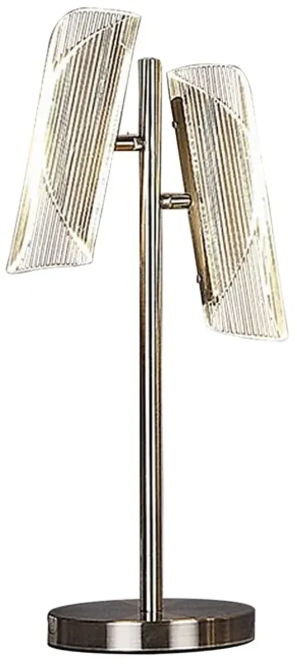 Spark 23 Inch Table Lamp with Metal Base and 2 Geometric Shades, Gold - Benzara