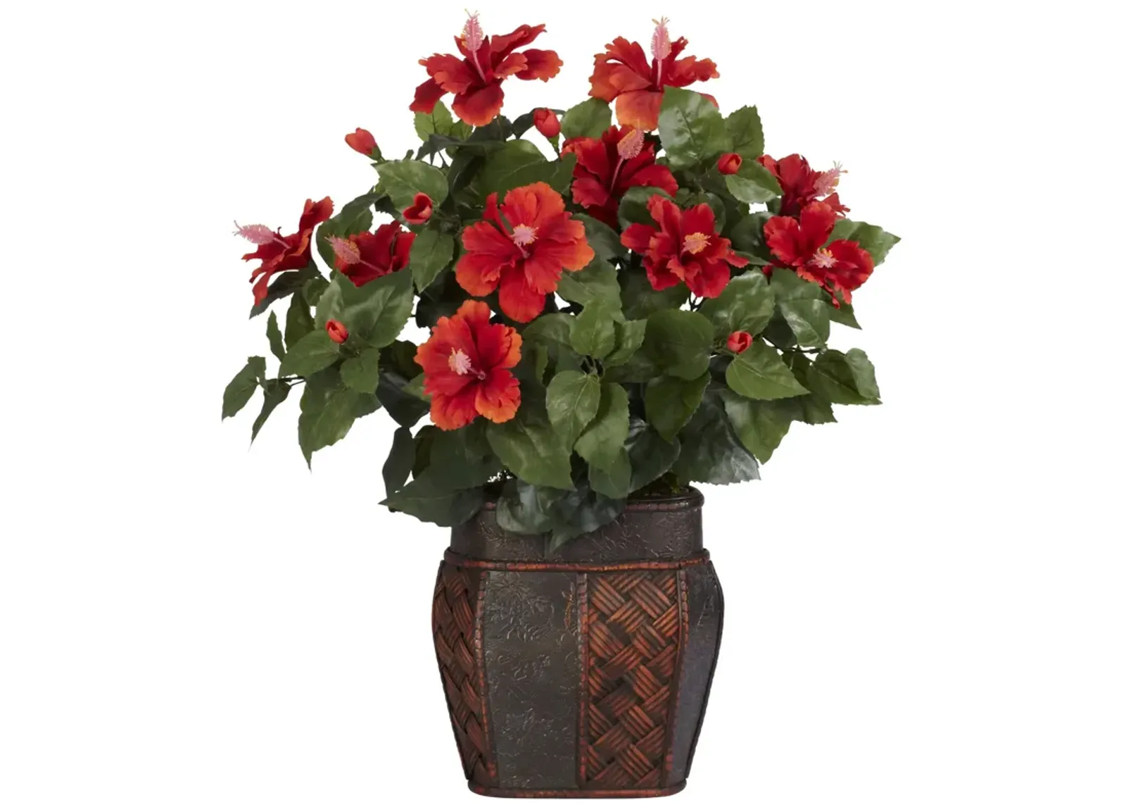 HomPlanti Hibiscus w/Vase Silk Plant