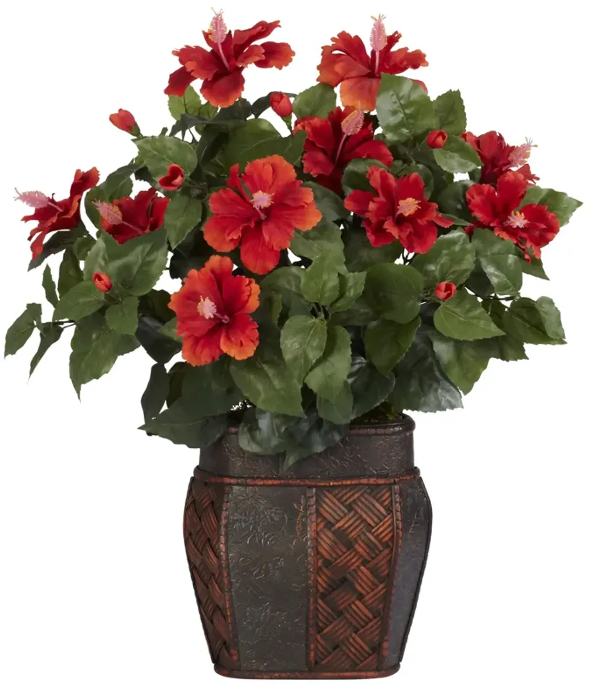 HomPlanti Hibiscus w/Vase Silk Plant