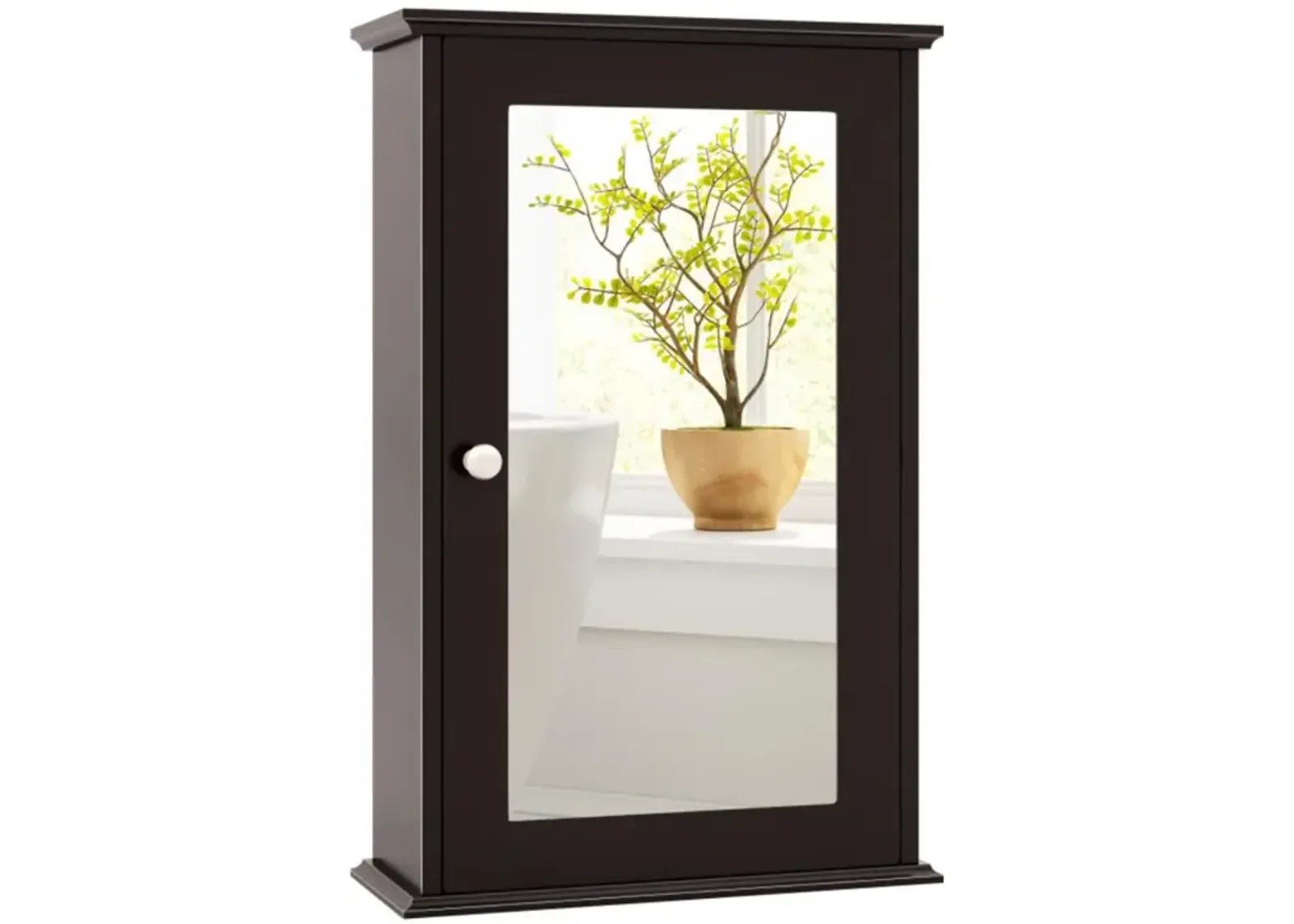 Hivvago Bathroom Wall Cabinet with Single Mirror Door and Adjustable Shelf