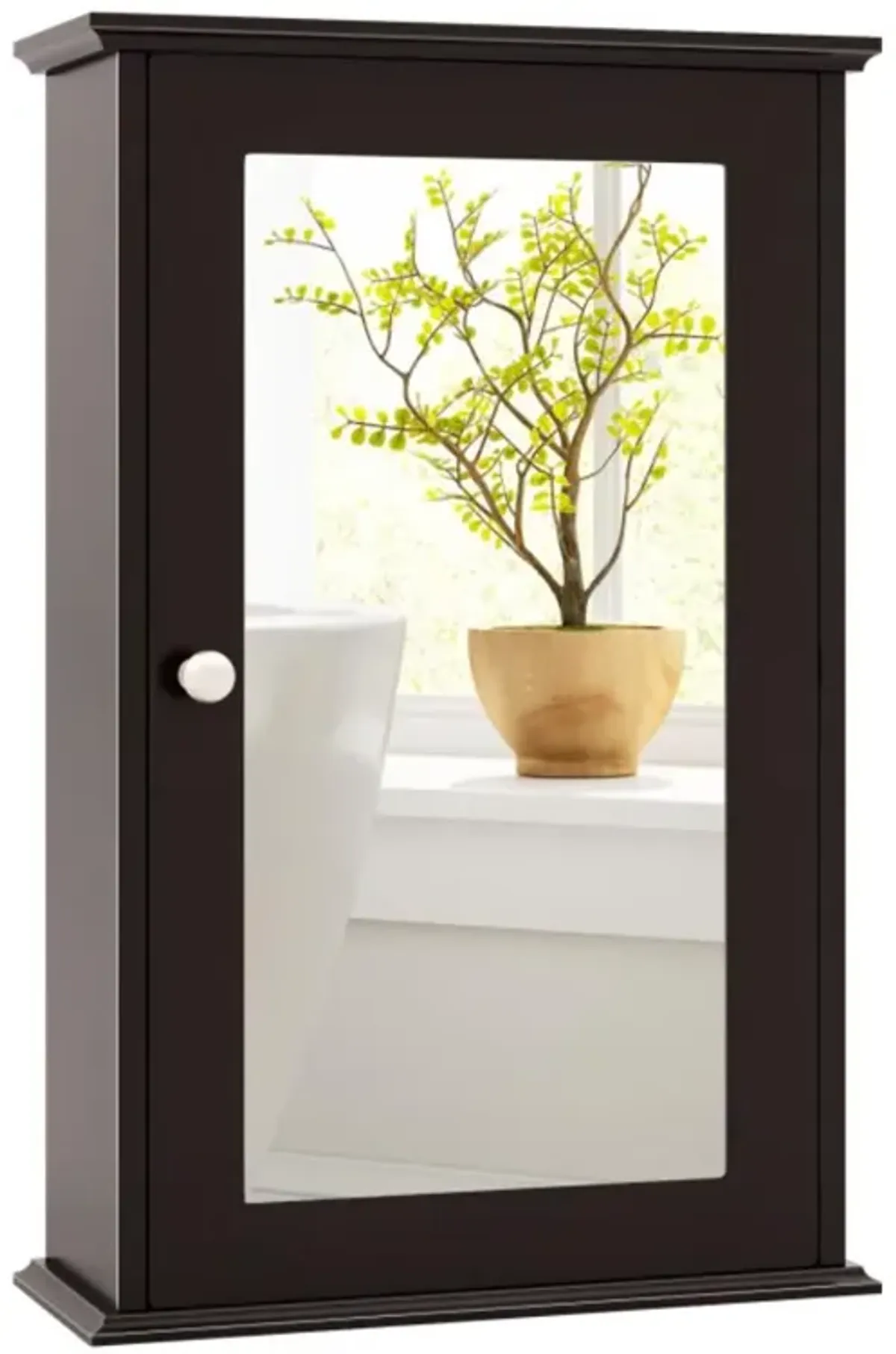 Hivvago Bathroom Wall Cabinet with Single Mirror Door and Adjustable Shelf