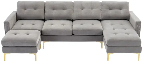 Merax Modular Convertible Sectional Sofa Velvet Couch
