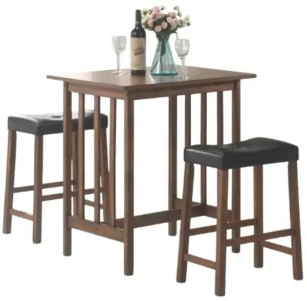 Oleander 3-piece Counter Height Dining Table Set Nut Brown