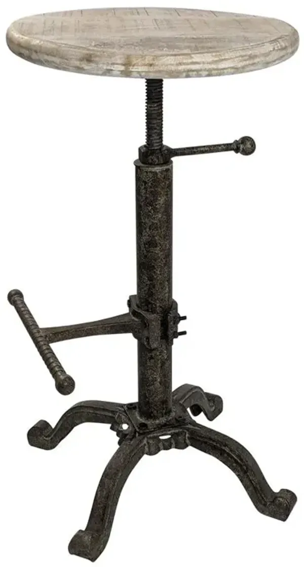 Carolina Living Justin Adjustable Barstool - Natural Driftwood Seat - Aged Iron Base