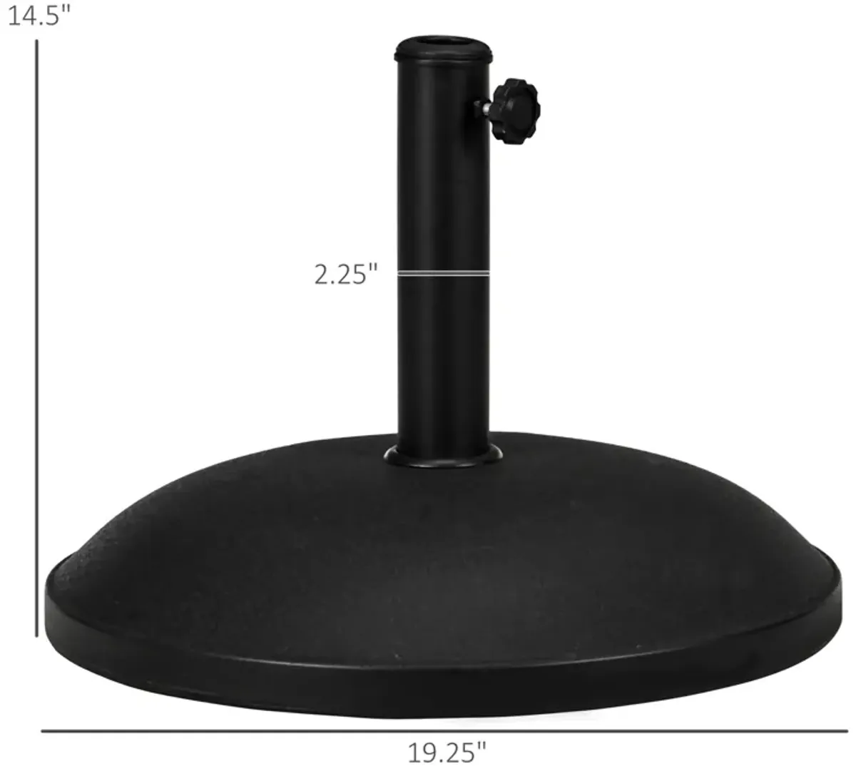 Outsunny 20" 55 lbs Round Cement Umbrella Base Stand Market Parasol Holder with Tightening Knob & Easy Setup, for ?1.3", ?1.5", ?1.9" Pole, for Lawn, Deck, Backyard, Garden, Black