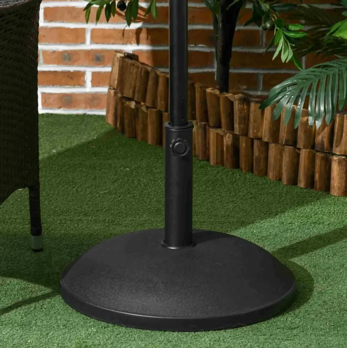 Outsunny 20" 55 lbs Round Cement Umbrella Base Stand Market Parasol Holder with Tightening Knob & Easy Setup, for ?1.3", ?1.5", ?1.9" Pole, for Lawn, Deck, Backyard, Garden, Black