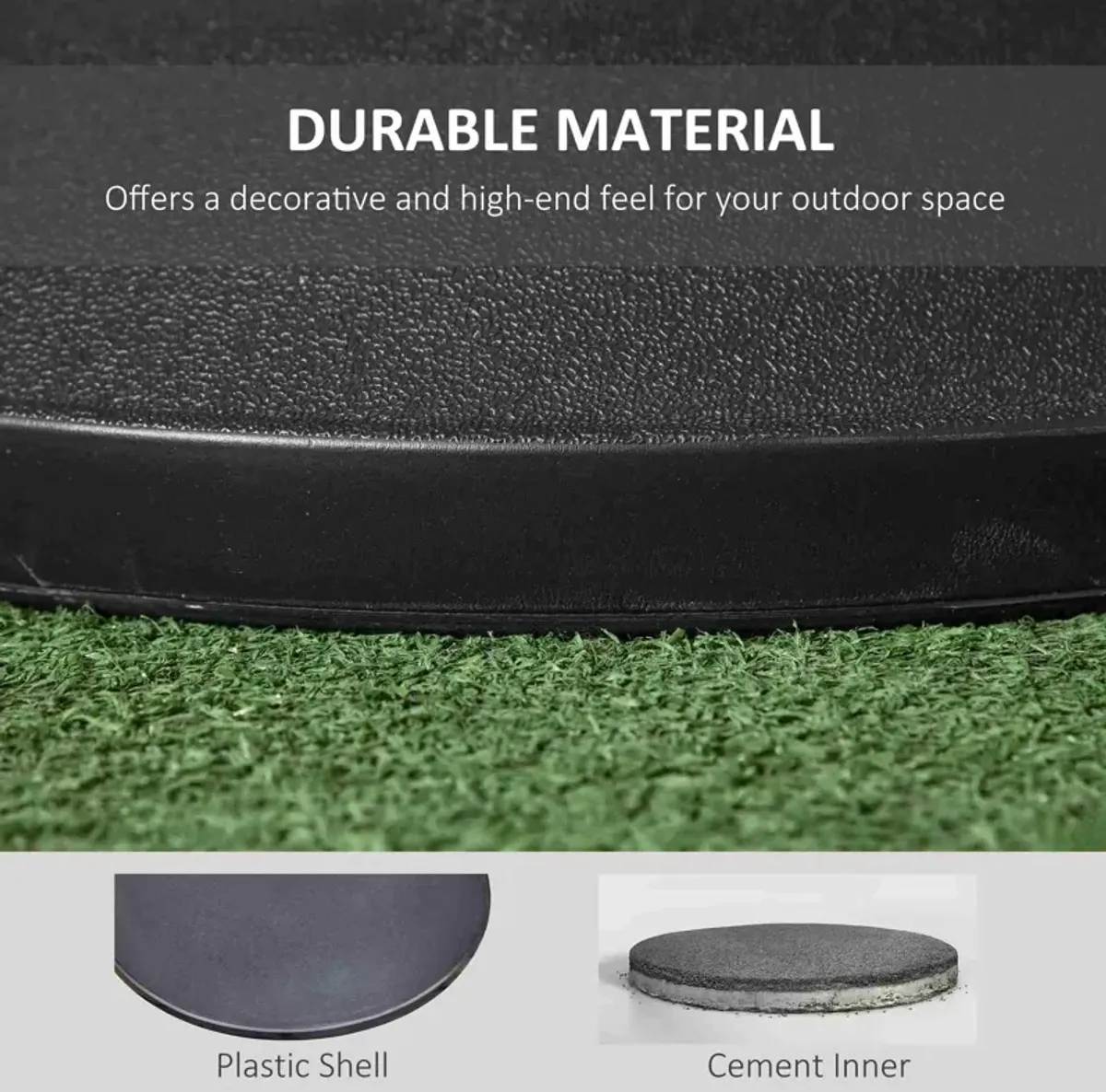 Outsunny 20" 55 lbs Round Cement Umbrella Base Stand Market Parasol Holder with Tightening Knob & Easy Setup, for ?1.3", ?1.5", ?1.9" Pole, for Lawn, Deck, Backyard, Garden, Black