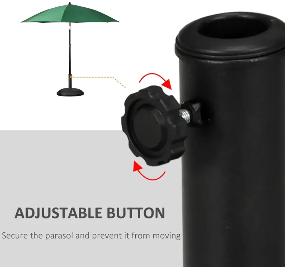 Outsunny 20" 55 lbs Round Cement Umbrella Base Stand Market Parasol Holder with Tightening Knob & Easy Setup, for ?1.3", ?1.5", ?1.9" Pole, for Lawn, Deck, Backyard, Garden, Black