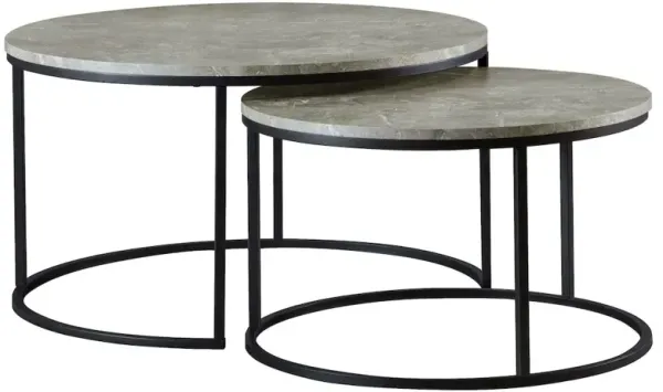 Coaster Co. of America Lainey 2-piece Round Faux Marble Nesting Coffee Table Grey