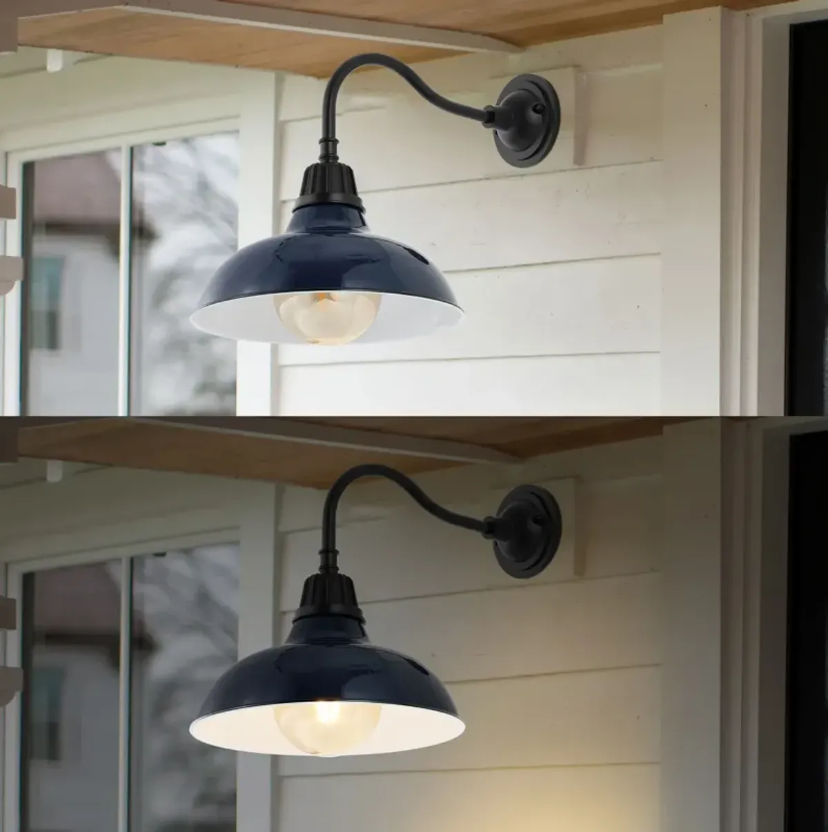 Aurora Farmhouse Industrial Indoor/Outdoor Iron LED Gooseneck Arm Outdoor Sconce