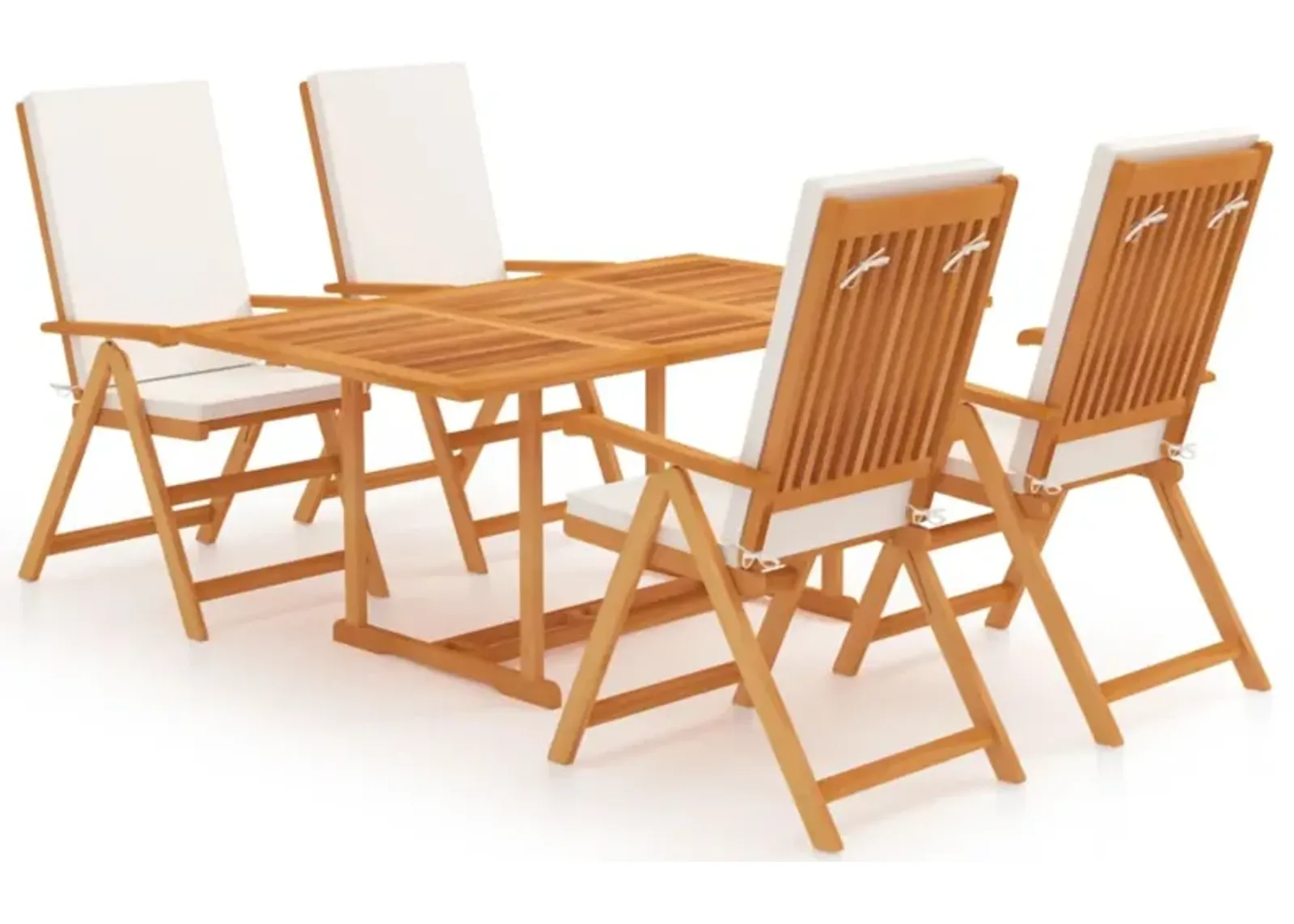 vidaXL 5 Piece Garden Dining Set with Cushions Solid Teak Wood