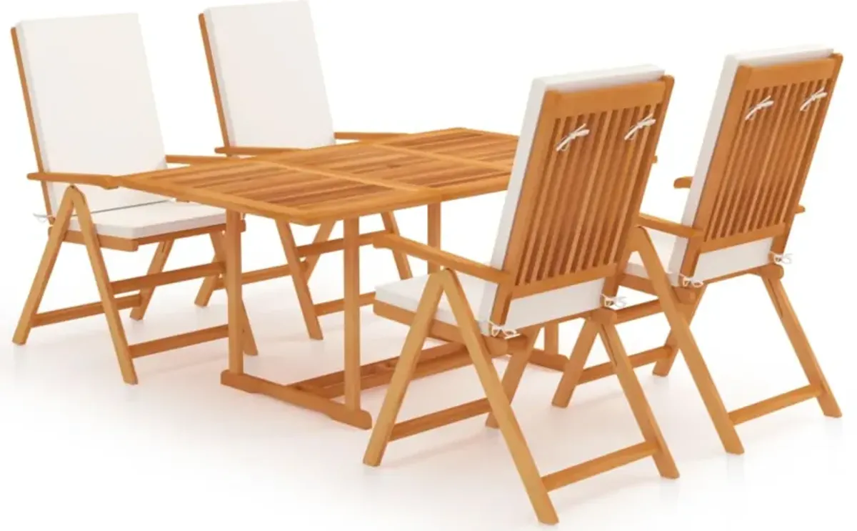 vidaXL 5 Piece Garden Dining Set with Cushions Solid Teak Wood