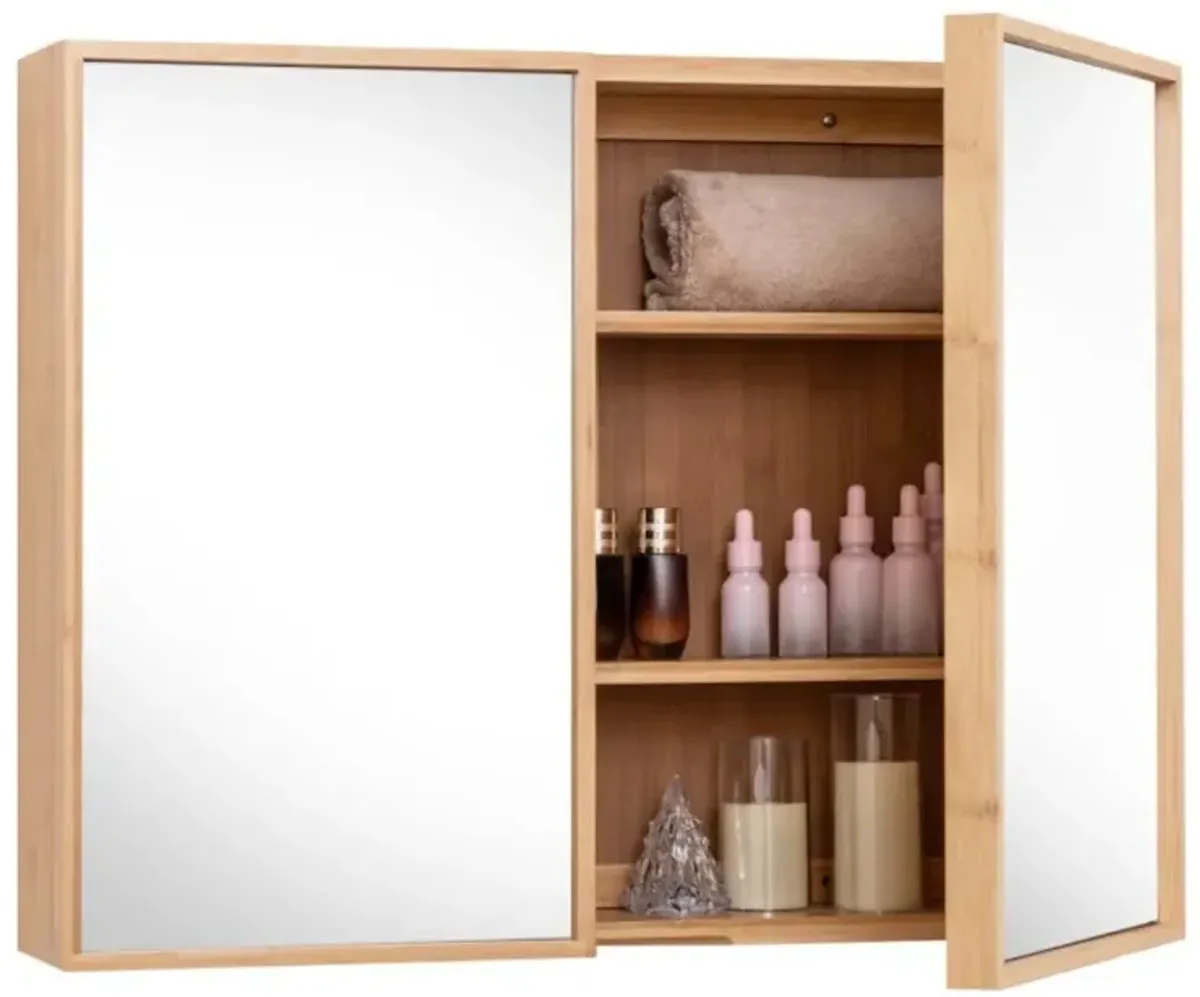 Hivvago Double Door Bathroom Wall Cabinet with Mirror and  Adjustable Shelves