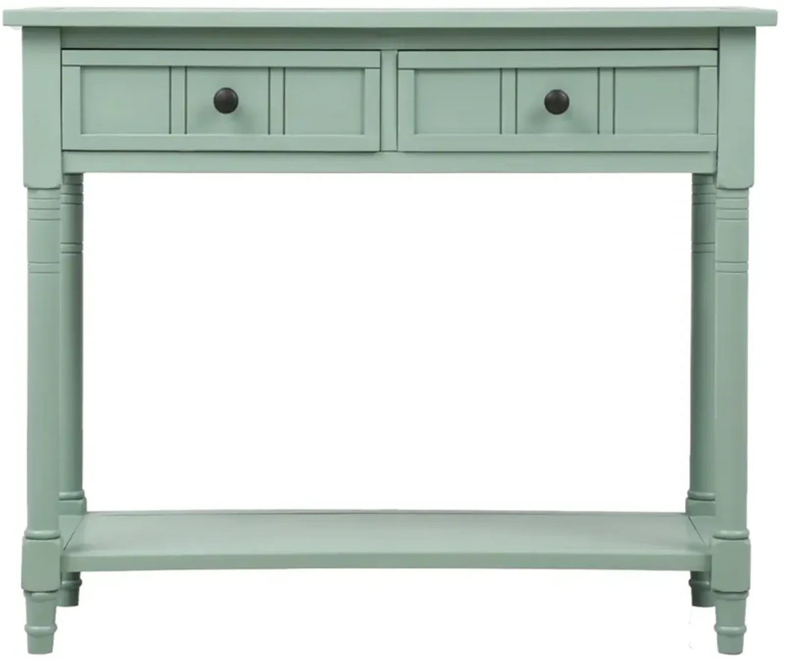 Daisy Series Console Table Traditional Design with Two Drawers and Bottom Shelf Acacia Mangium (Retro blue)