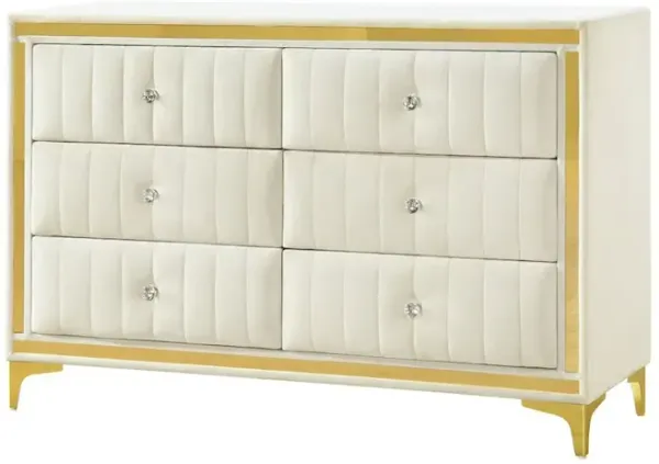6 Drawer Dresser with Gold Legs and Trim – Fully -Assembled and Ready to Use