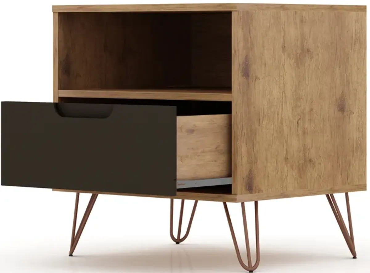 Rockefeller Gray and Brown 1-Drawer Nightstands (Set of 2)