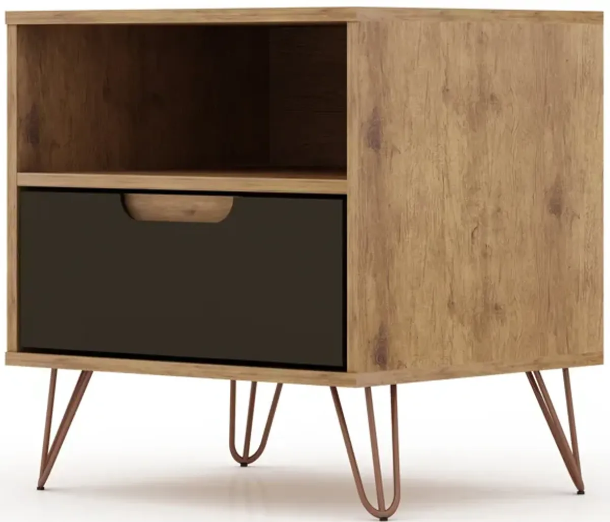 Rockefeller Gray and Brown 1-Drawer Nightstands (Set of 2)