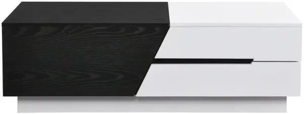 Modern Extendable Sliding Top Coffee Table with Storage in White&Black