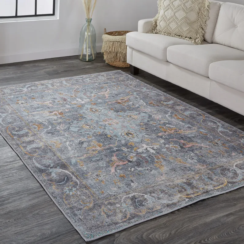 Percy 39AFF Blue/Gray/Orange 2' x 3' Rug