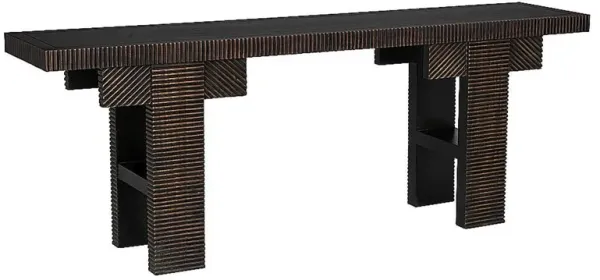 Nabu Console, Hand Rubbed Black with Light Brown Trim