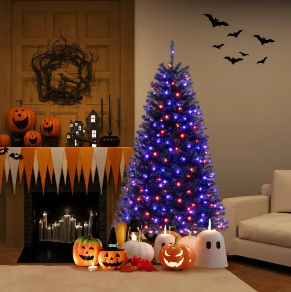 Hivvago Artificial Christmas Tree with Lighting Modes and Spooky Sounds