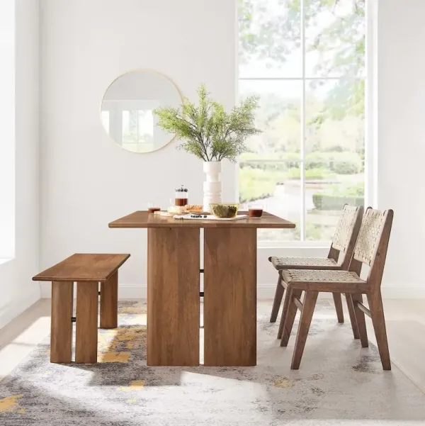 Modway Amistad 60 Wood Dining Table and Bench Set