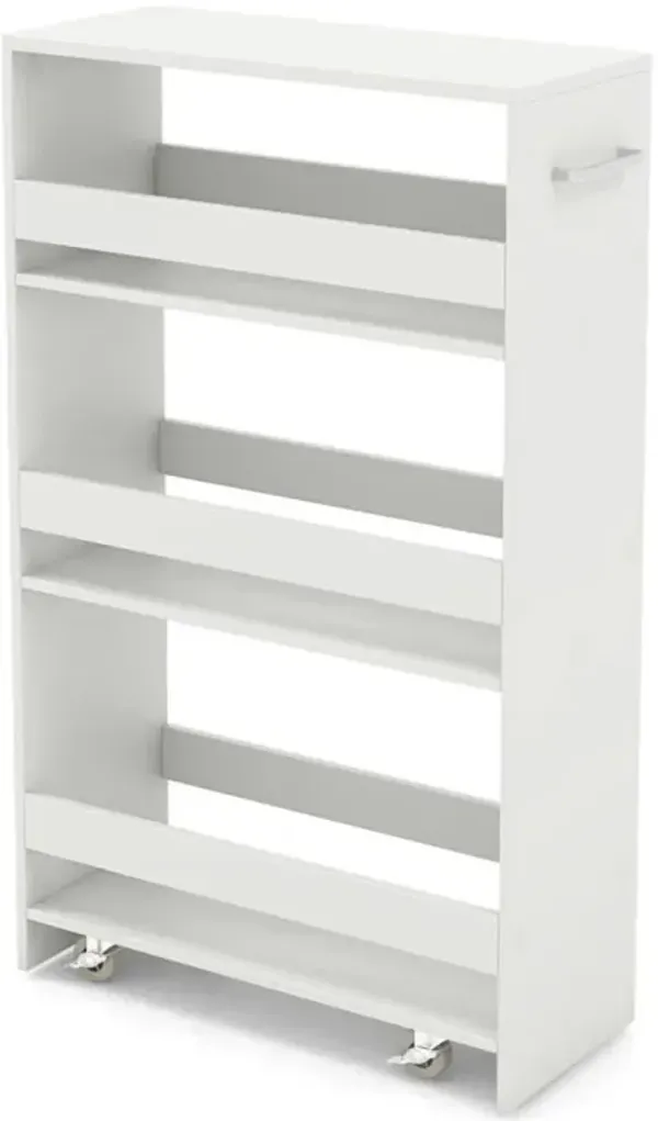 Hivvago 4-Tier Rolling Storage Cart Slim Kitchen Cart on Wheels with Open Shelves and Handle