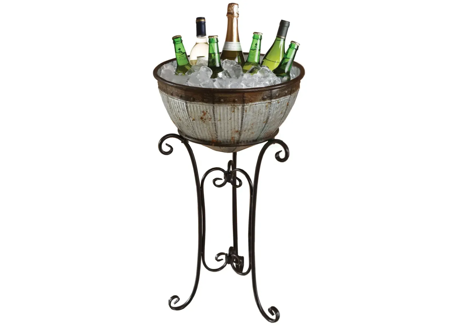 Galvanized Metal Standing Beverage Cooler Tub with Liner