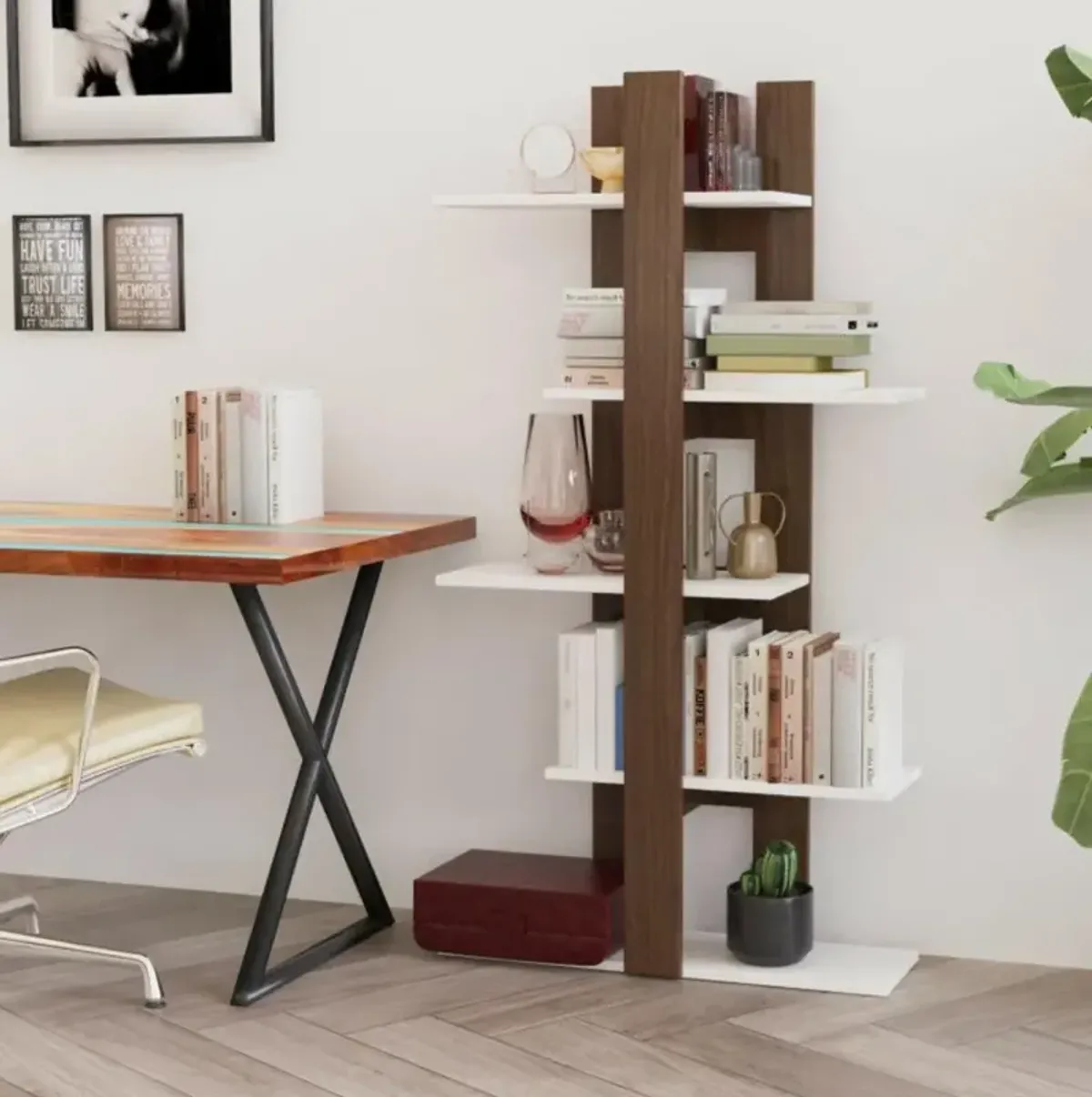 Hivvago 5-Tier Freestanding Bookshelf with Anti-Toppling Device