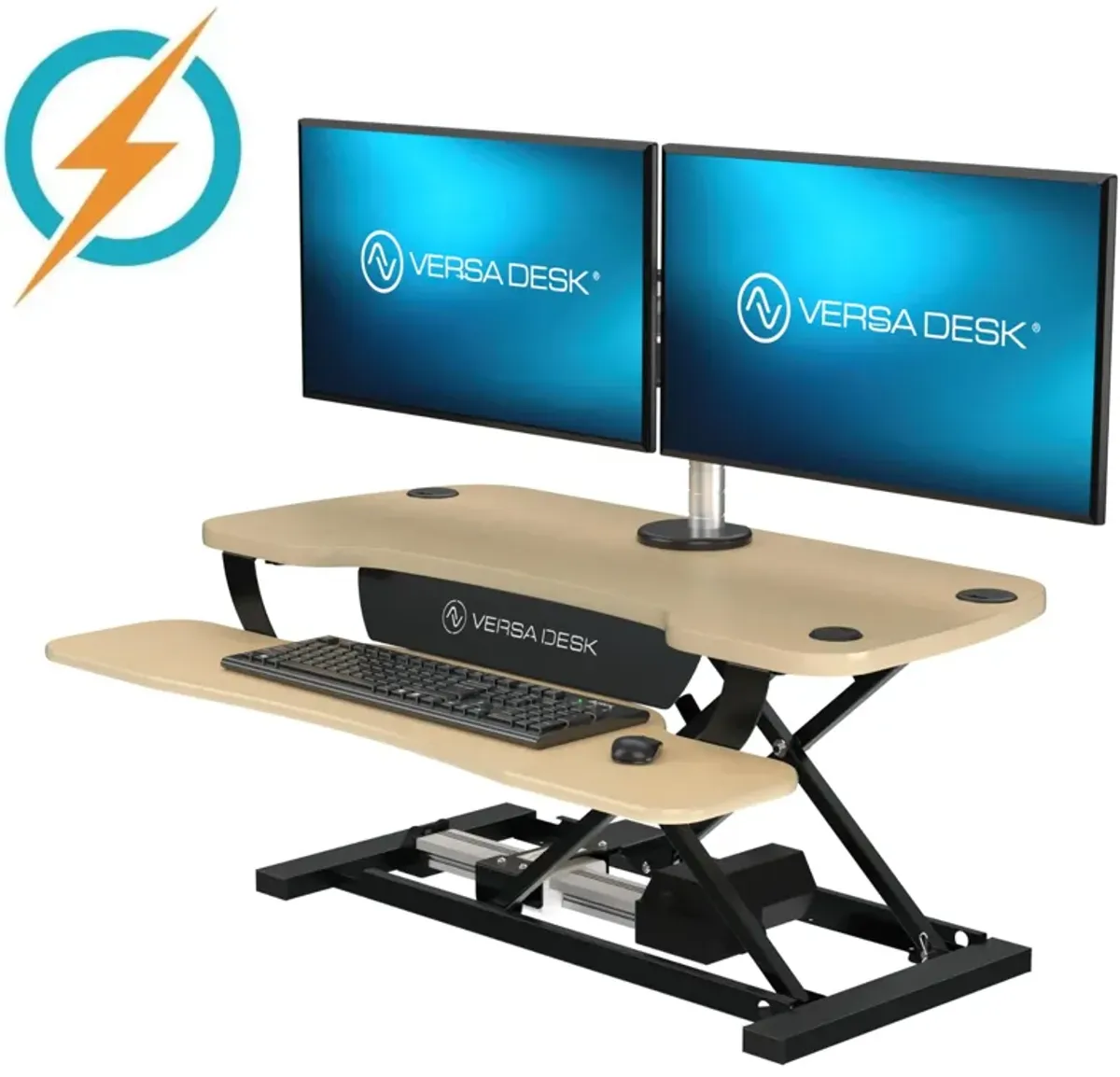 VersaDesk PowerPro® 36"W Electric Adjustable Standing Desk Converter, Maple