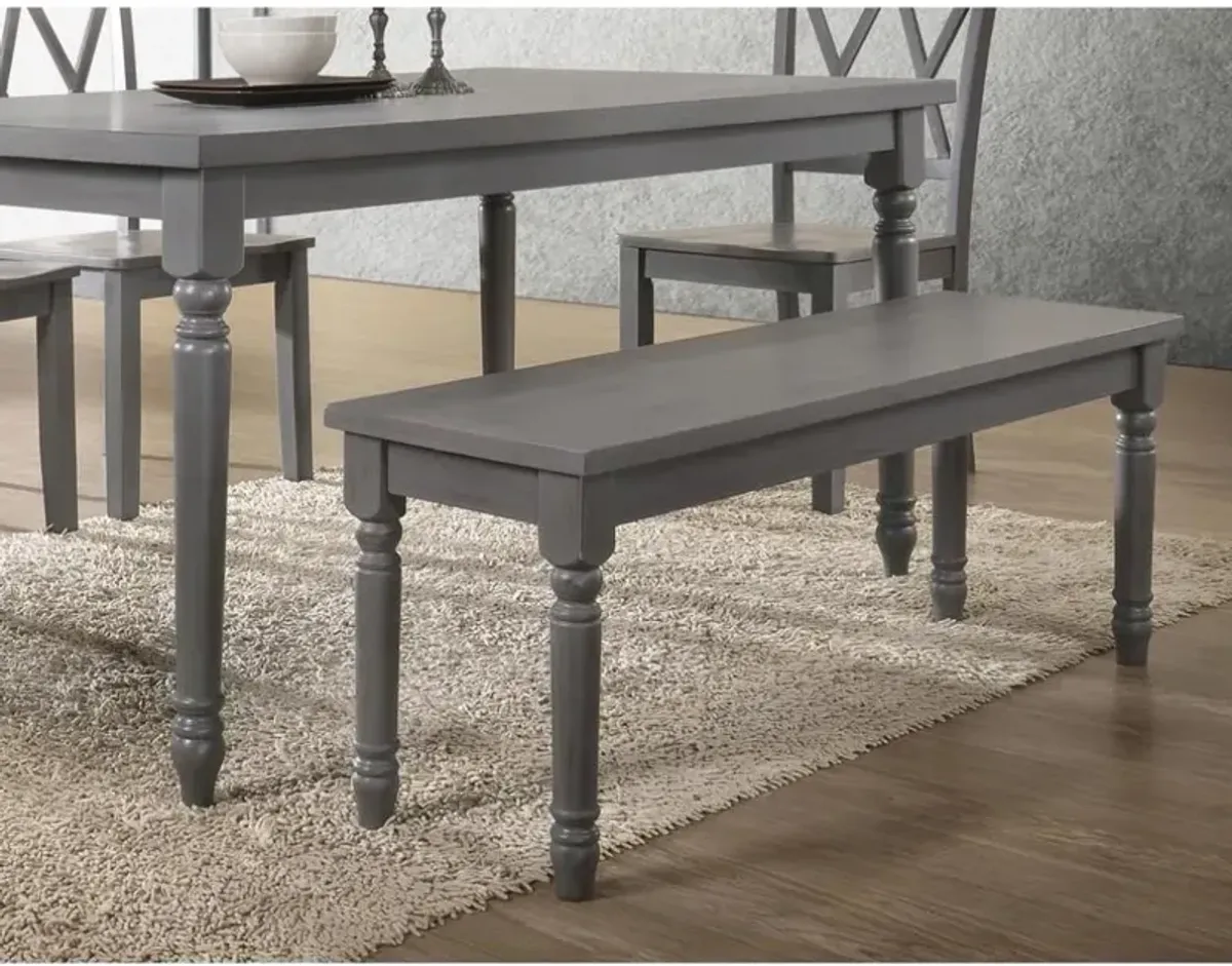 Best Master Luxembourg Solid Wood Dining Bench in Rustic Gray