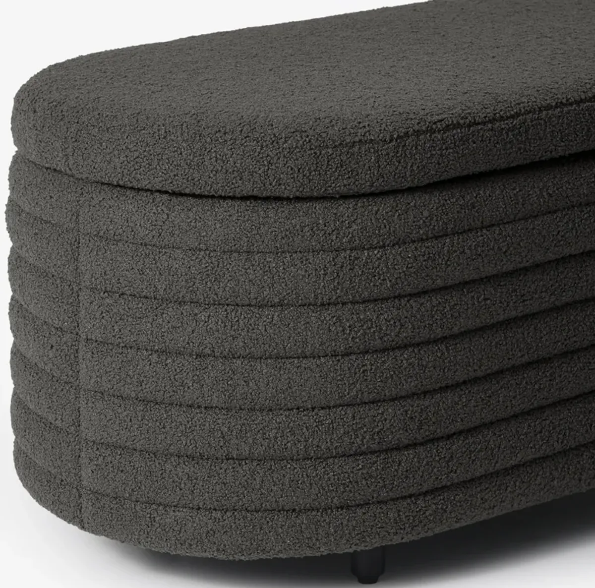 WestinTrends 42" Wide Mid-Century Modern Upholstered Teddy Sherpa Tufted Oval Storage Ottoman Bench