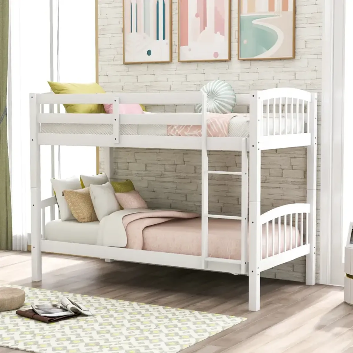 Twin Over Twin Bunk Bed With Ladder