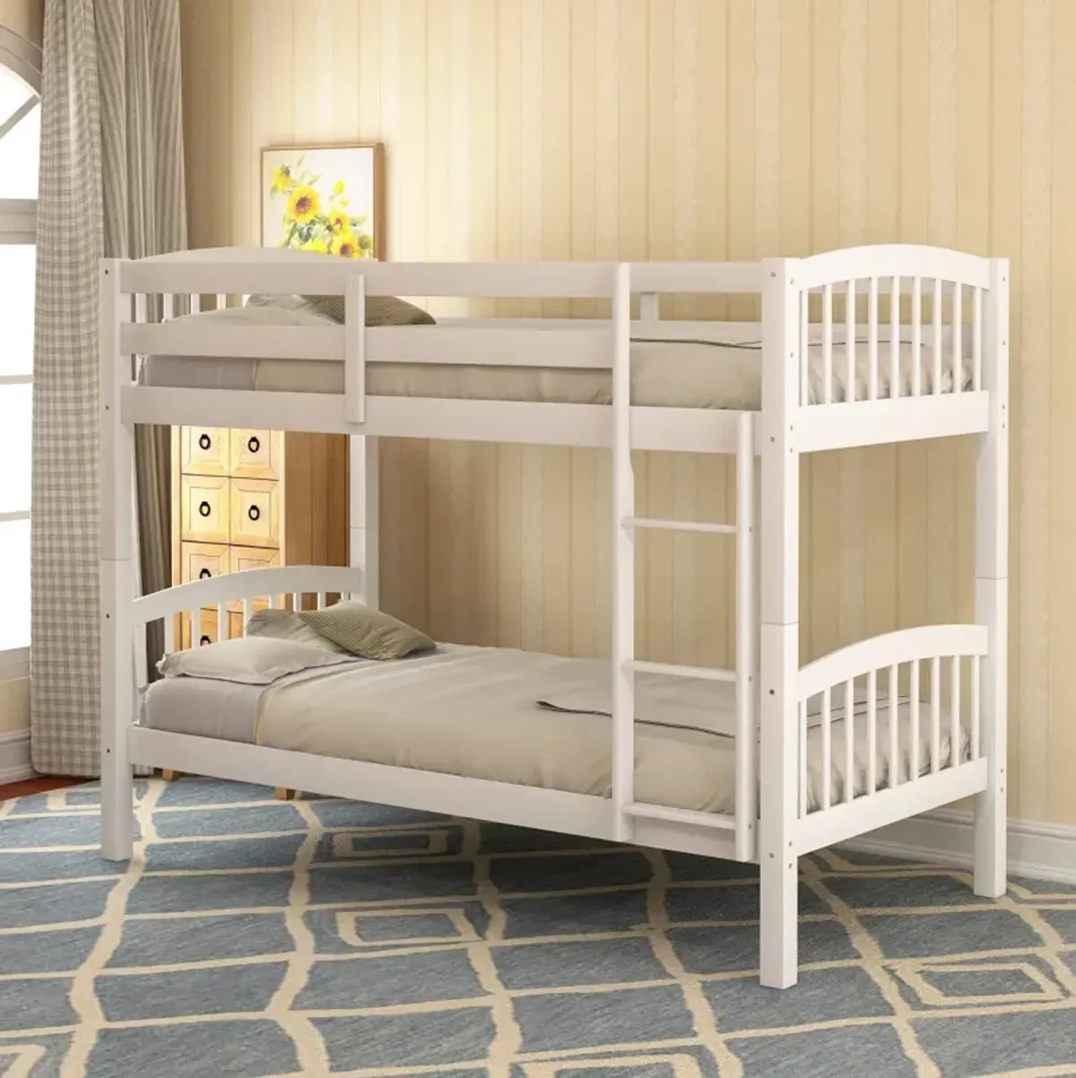 Twin Over Twin Bunk Bed With Ladder